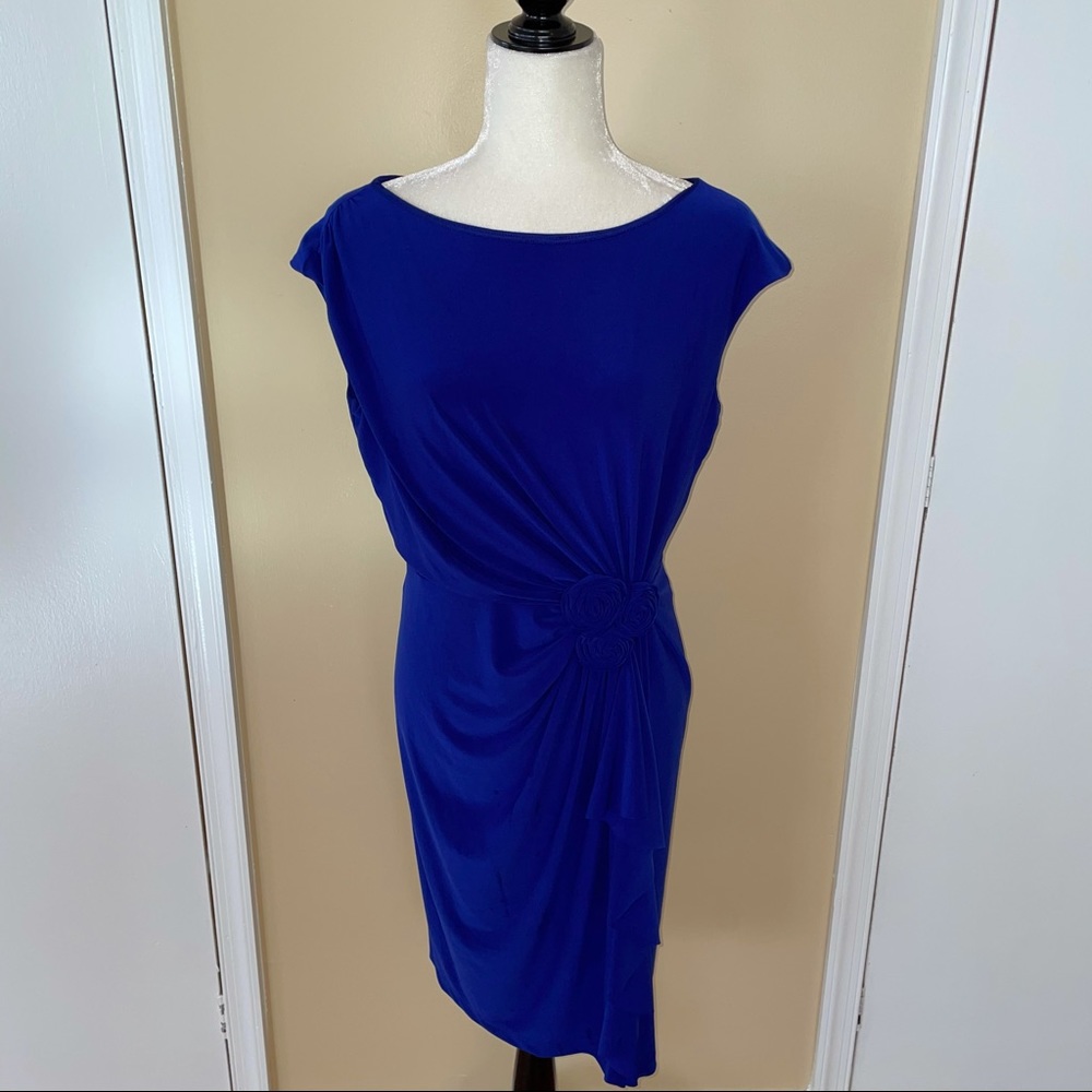 Jones Studio Royal Blue Rose Detail Dress - Picture 5 of 7